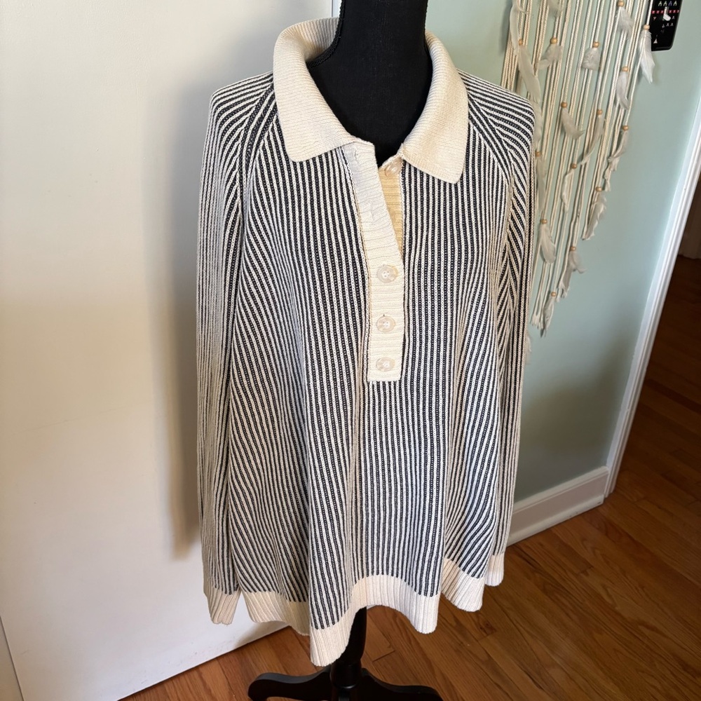 Lane Bryant Striped Collared Sweater 26/28